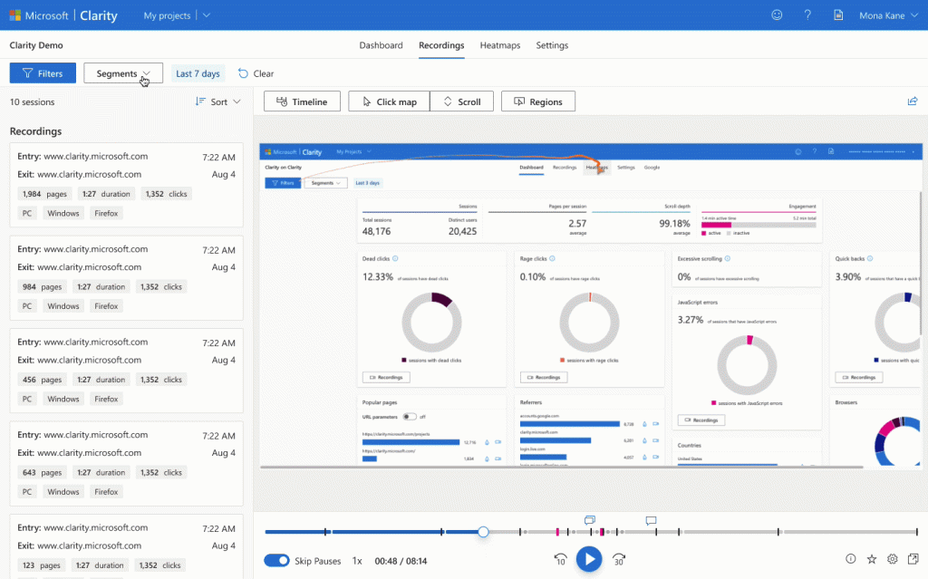 Microsoft Clarity, the company's tool for visualizing user experience, is  out of beta