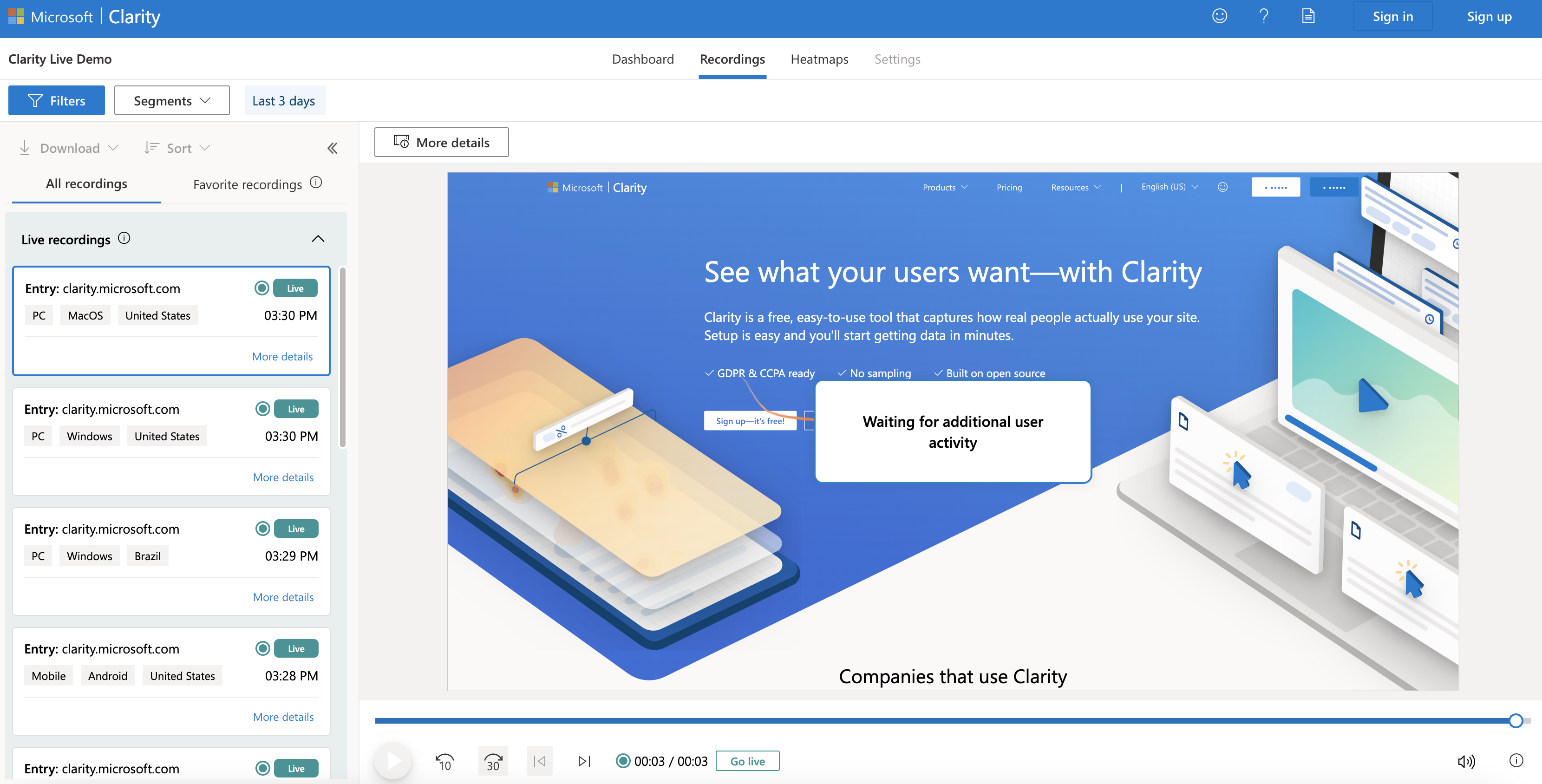 Microsoft Clarity - B-New - See what your users want