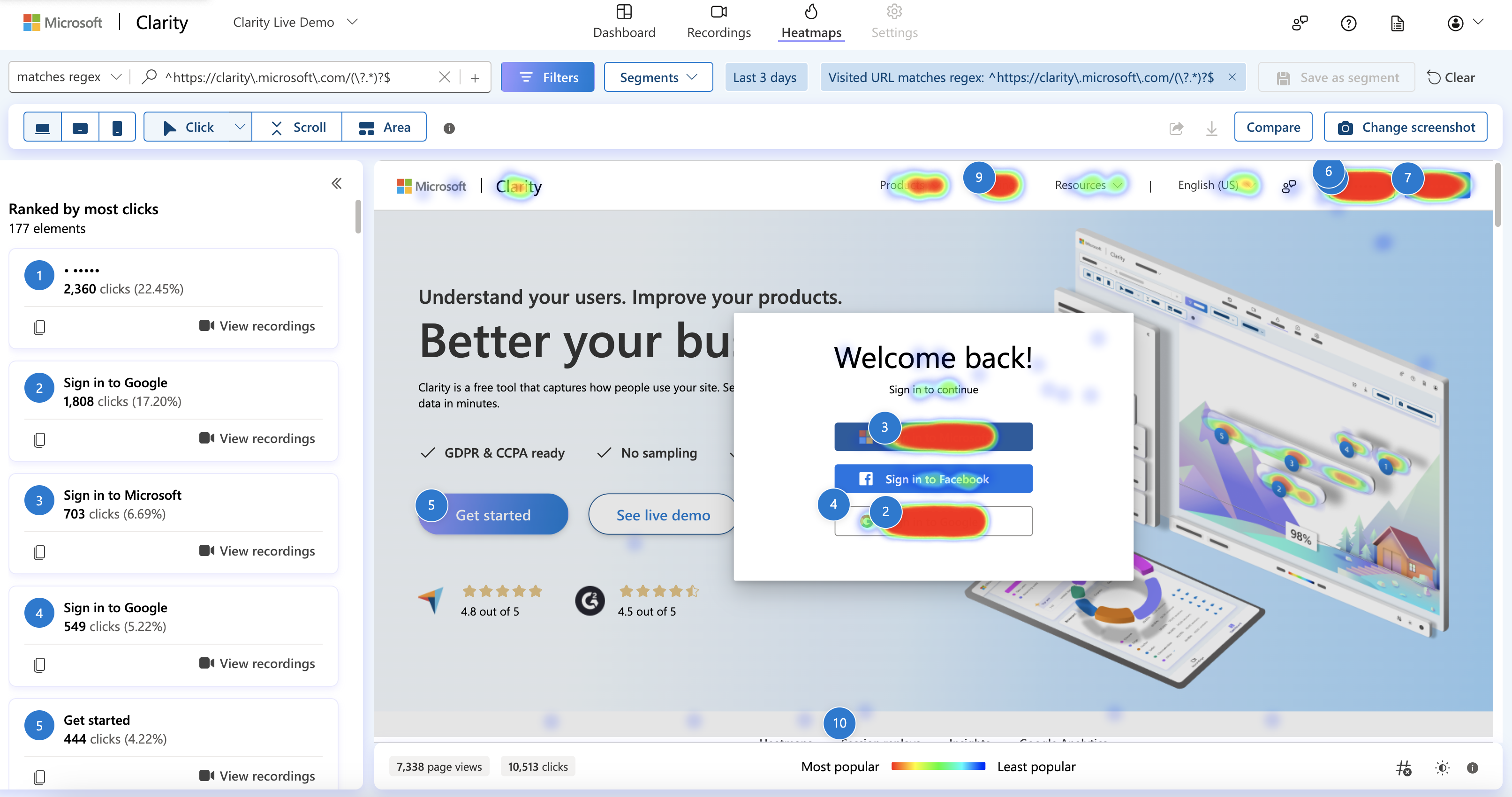 Microsoft Clarity - Free Heatmaps & Session Recordings