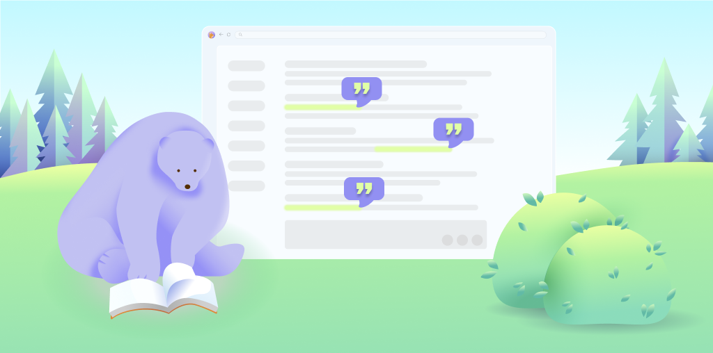 polar bear reading a book, ai citations in background