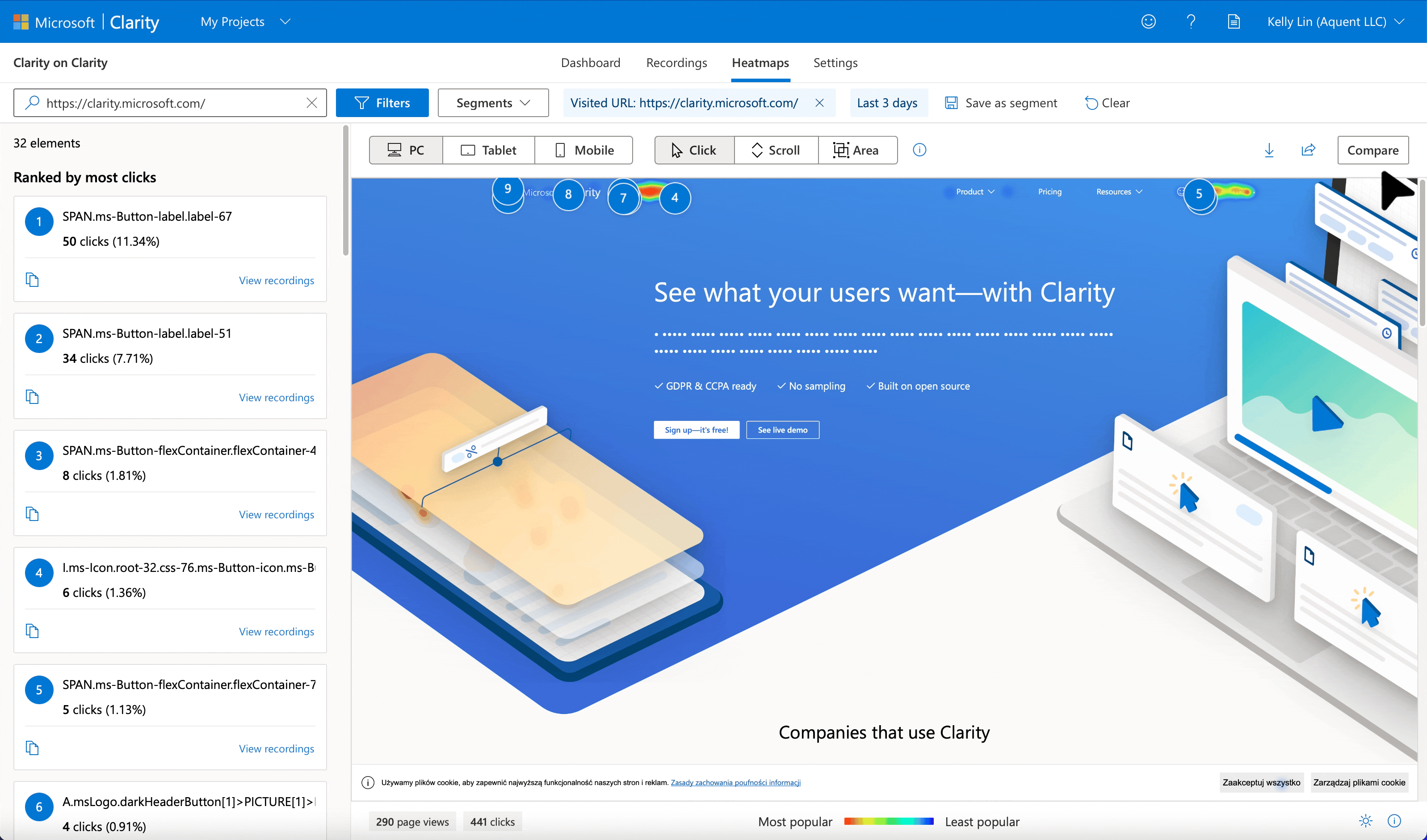 Microsoft Clarity - Free Heatmaps & Session Recordings